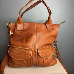 Fossil Rich Brown Leather Shoulder Bag